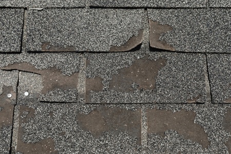 Damaged shingles.